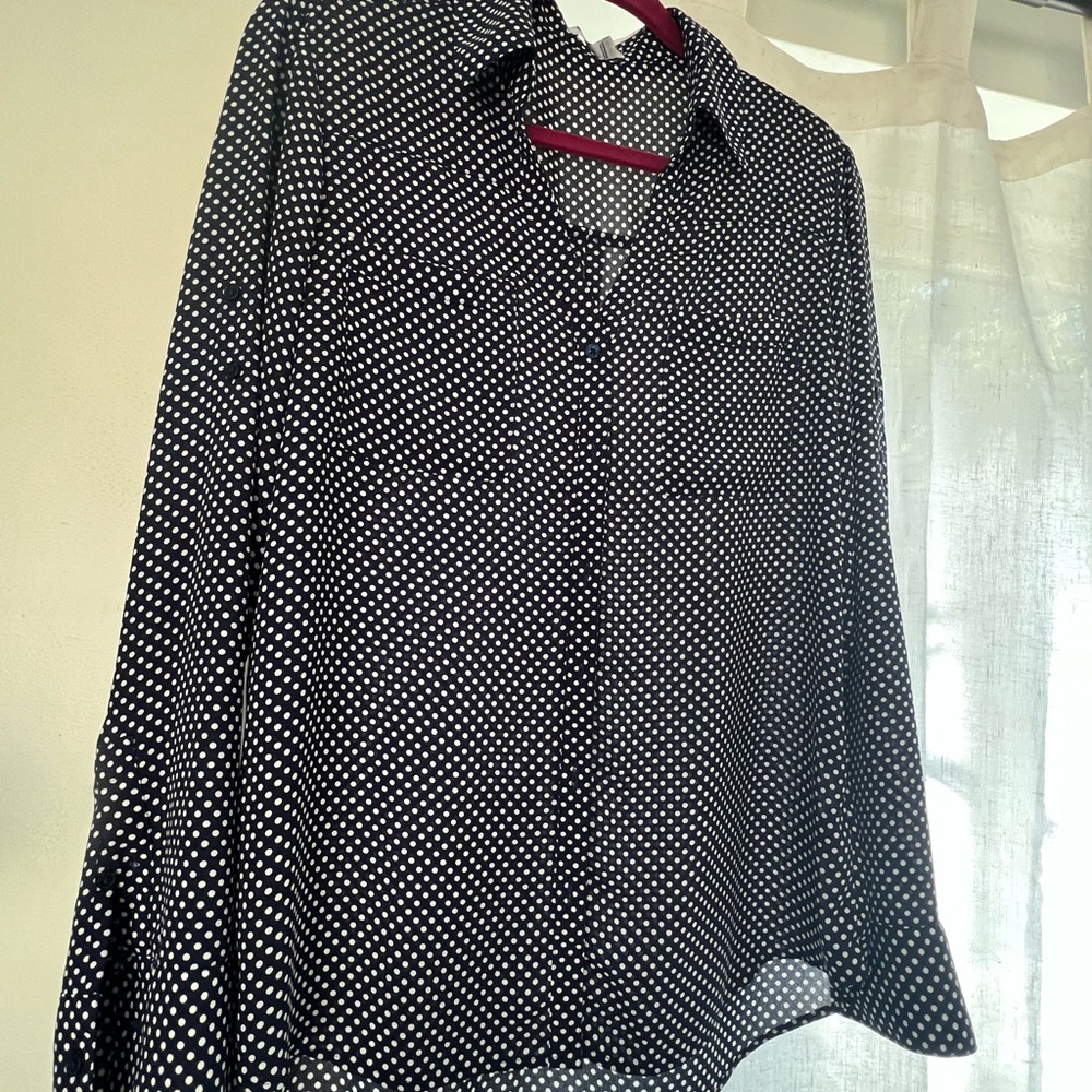 Express Navy Blue and White Portofino Shirt